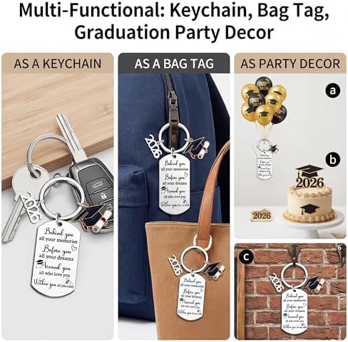 2026 Keychain - Personalized Stainless Steel Graduation Gift for Graduates with Charm of 2026- Graduation Commemorative Souvenir (1) - Image 4