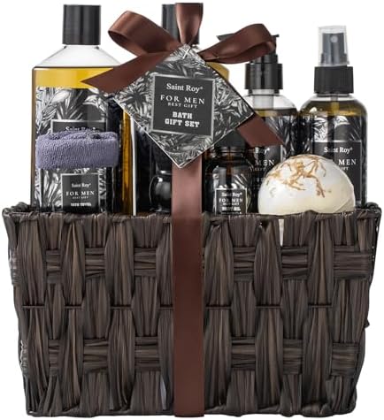 Fathers Bath and Body Gift Set for Men Birthday Gifts Baskets for Men Beard by SaintRoy