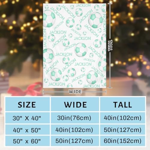 Personalized Baby Blankets for Girls Boys, Custom Baby Blanket with Name Swaddle Toddler Fleece Blanket Personalized Gift Green Soccer Text - Image 3