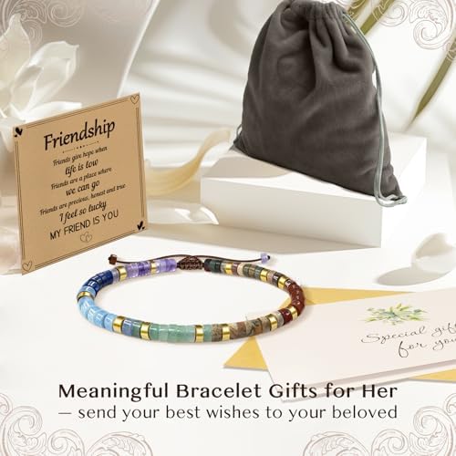 Inspirational Christmas Bracelet Gifts for Women: Healing Natural Stone Bracelet - Thinking of You Get Well Soon Birthday Gifts for Friend Sister Bestie BFF - Image 6