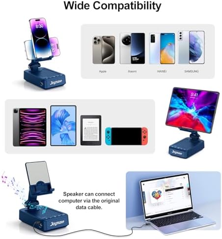 Gifts for Men Women, Bluetooth Speaker Phone Stand with Charging Function 360° Rotable Adjustable Cell Phone Holder HD Surround Sound for Desk Fits All Phones,Tablet (Blue) - Image 5
