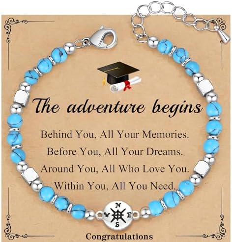 Graduation Gifts for Her 2026, Graduation Bracelet with Compass 5th 6th 8th Grade High Middle School College Graduates Gifts for Her Daughter Granddaughter by HiStock