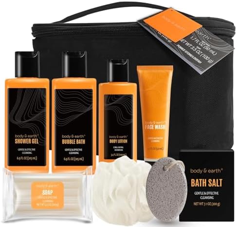Body & Earth 8pc Citrus Gifts for Men Spa Gifts Bath Set for Man by BODYEARTH