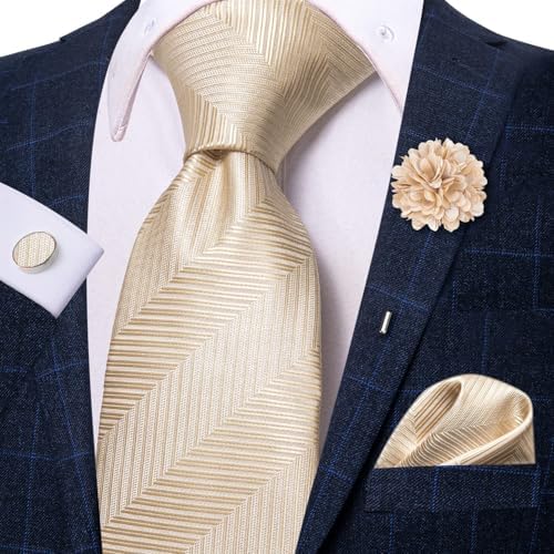 Hi-Tie Lot 5 Pcs Gift Box Mens Tie Set Necktie with Pocket Square Cufflinks Silk Neck Tie Collection - Image 7