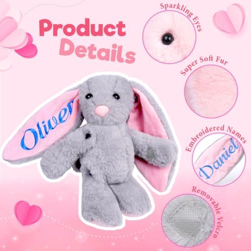 Personalized Bunny Stuffed Animal with Embroidered Name, Custom Baby Easter Plush Toys, 1+ Years Old Girls Gifts, Easter Birthday Gifts for Baby Girls Boys Toddlers Newborn - Image 5