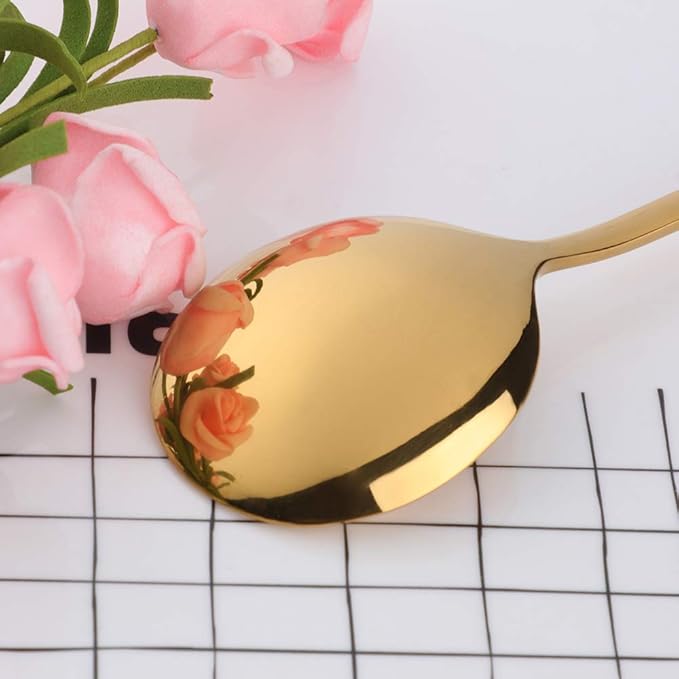 Buyer Star Teaspoons 5.5-Inch Mini Coffee Spoons Stainless Steel Sugar Demitasse Espresso Spoons (8 color-round spoons)
