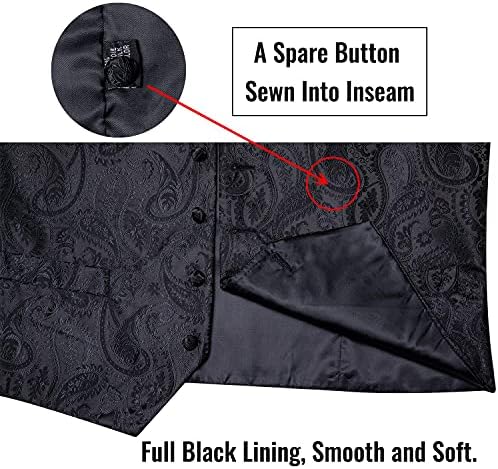 DiBanGu Mens Vest and Tie Set Formal Paisley Waistcoat and Necktie Pocket Square Cufflinks Silk Suit Vest for Tuxedo Wedding - Image 4