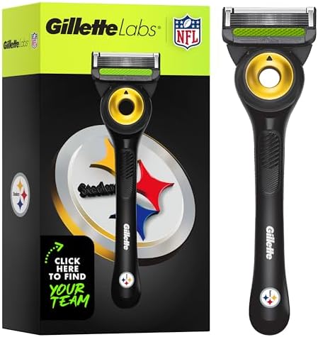 Gillette Labs Special NFL Steelers Edition Shaving Razor for Men - 1 Handle, 1 Razor Blade Refill, Perfect for Game Day Grooming, GilletteLabs with Exfoliating Bar by Gillette