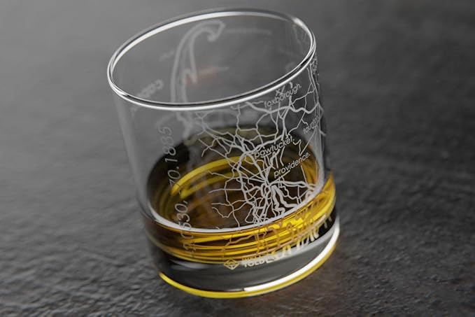 Well Told Engraved Cape Cod Massachusetts Map Rocks Glass, Old Fashioned Whiskey Glass (11 oz, Clear) Etched Whiskey Glass, Gifts For Whiskey Lovers