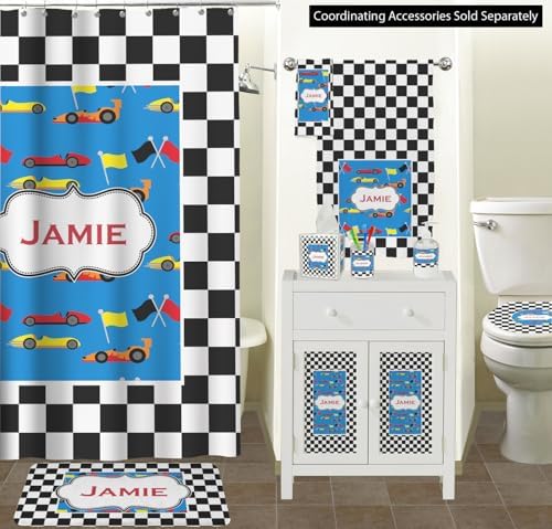 Personalized Checkers & Racecars Waste Basket - Double Sided (Black) - Image 3
