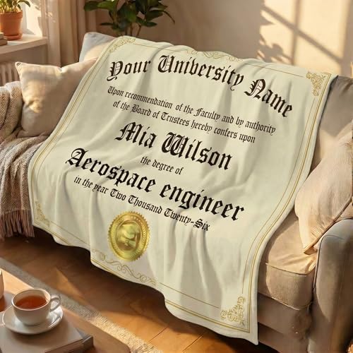BYFDIY Custom Graduation Blanket 2026 Fleece Personalized Name Throw Blanket with Certificate Design High School College Grad Keepsake Gift for Graduates Her Him Senior Daughter Son 50"×60" - Image 3