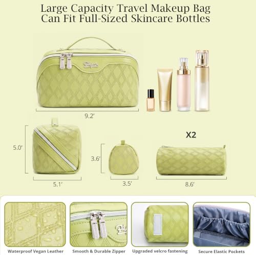 BOYATU Travel Makeup Bag Organizer: 3 Pcs Cosmetic Bag Set for Women Green - Image 4