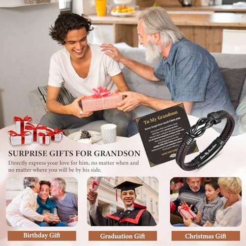 MEALGUET Men's Bracelets Gifts for Men - Brown Braided Leather Infinity Knot Bracelets Engraved Love Massage for Son Man Husband Boyfriend, Mens Bracelet Jewelry Gift for Birthday Valentine's - Image 4