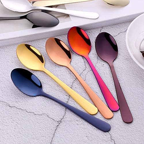 Buyer Star Beautiful 5-color Teaspoons 5.5-Inch Mini Coffee Spoons Stainless Steel Sugar Demitasse Espresso Spoons