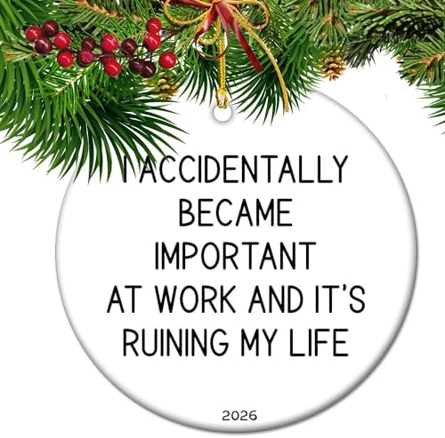 I Accidentally Became Important At Work and It's Ruining My Life 2026 Ceramic Keepsake, Funny Office Humor Gift, Inspirational Work Bestie Success Memorial by Vexorion
