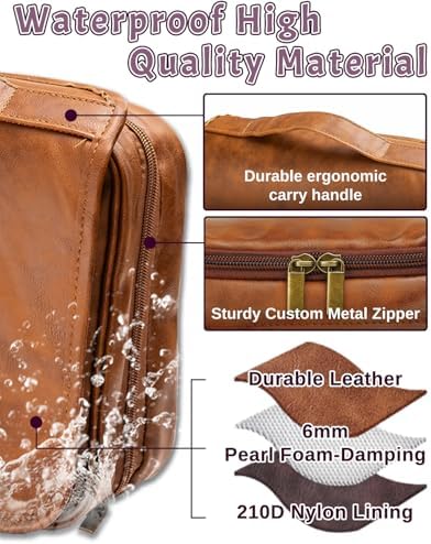 Sparklove Large Personalized Toiletry Bag, Gifts for Men Custom Engraved Leather Travel Bag, Engraved Name Waterproof Travel Kit & Gifts for Him Husband Father (Father's Day, Christmas) - Image 2