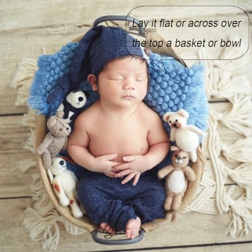 Zeroest Newborn Baby Photography Props Basket Filler Blanket (Blue) - Image 4