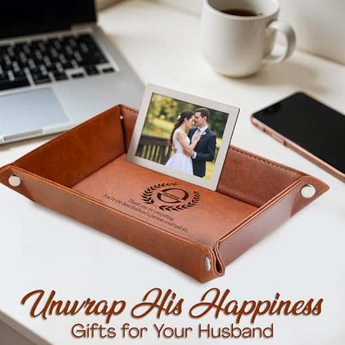Personalized Engraved Leather Tray for Men with Engraved Name, PU Leather Valet Organizer for Dad, Custom Gift for Him, Custom Catchall Tray for Desk, Office, Accessories Travel Organizer for Men - Image 3