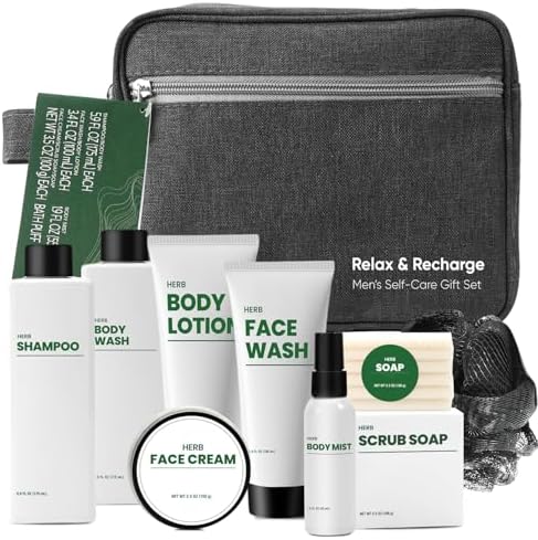 Gifts for Men, Bath and Body Gift Baskets for Men,10 Pcs Mens Spa Set by BODYEARTH
