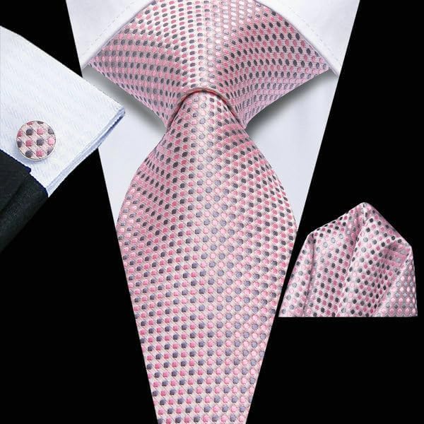 Hi-Tie Lot 5 Pcs Gift Box Mens Tie Set Necktie with Pocket Square Cufflinks Silk Neck Tie Collection - Image 4