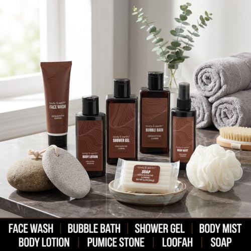 Body & Earth 8pc Sandalwood Gifts for Men Spa Gifts Bath Set for Man - Image 5