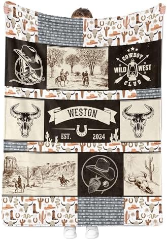MDPrints Western Baby Blankets for Boys, Customized Baby Boy Gifts with Name, Personalized Baby Blanket, Newborn Gift - Image 3