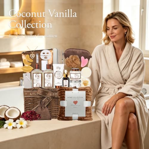 28Pcs Coconut Vanilla Spa Gift Set, Complete Spa Gift Baskets for Women - Image 7