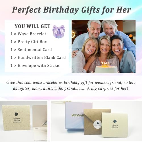 Gifts for Women, Cool Waves Bracelet Christmas Birthday Gift for Happy Birthday 21st, 30th, 40th, 50th, 60th Birthday Gift Ideas for Women Ladies Bestie Friend Sister Mom Daughter Wife Grandma - Image 6