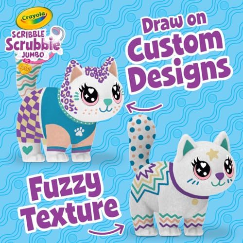 Crayola Scribble Scrubbie Jumbo Toy Cat, Large Posable Animal for Kids, Birthday, Gift for Girls & Boys, Washable Coloring & Grooming Toy, Ages 3+ - Image 3