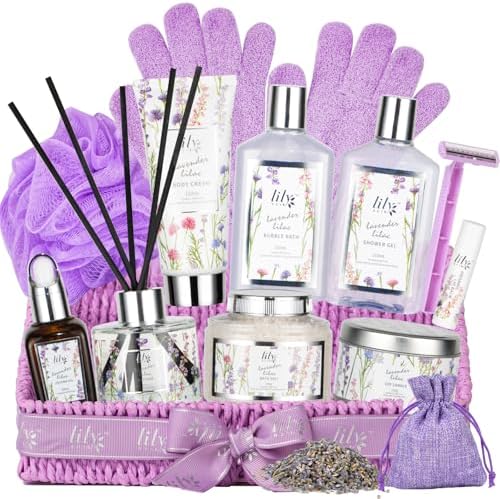 15Pcs Spa Bath Gifts Set Kit - Relaxing Lavender Spa Gift Baskets for Women by LILYROY