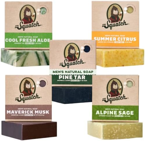 Dr. Squatch Natural Men’s Bar Soap, Body Soap Bar (5oz, 5-Pack) by DrSquatch