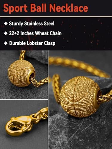 FaithHeart Sports Necklace for Men Women, Stainless Steel Gold Plated 3D Football/Soccer/Basketball/Volleyball Pendant Jewelry with Delicate Gift Packaging - Image 5