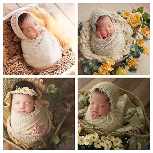 Baby Photography Props Luxurious Lace Hat with Blanket (Cream) - Image 5