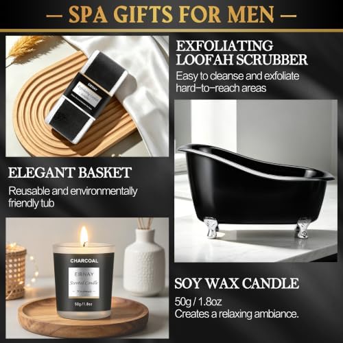 Spa Gifts for Men, Charcoal Bath and Beard Grooming Kit - Image 6
