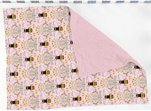 Bee Honey Garden Baby Blankets for Girl Boy Boho Floral Bees Honey Butterflies Soft Mink Dotted Backing Double Layer Swaddle Blanket Spring Summer Bed Throws for Newborn Infant Toddler Nursery 30x40 - Image 3