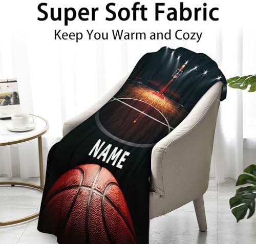 Mercuryelf Custom Basketball Throw Blanket - Soft, Fuzzy & Warm - 50x60 Inches Flannel Blankets for Living Room, Sofa - Black Sports Throws Gift for Teens - Image 2