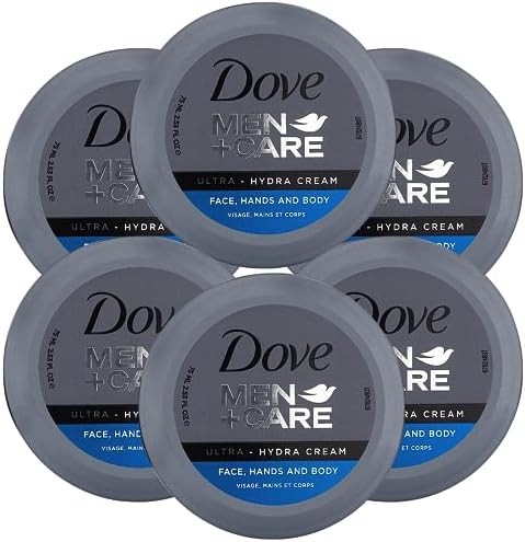Dove Men+Care Ultra Hydra Cream, Face, Hands and Body Care, All Skin Types, 6 Pack of 2.53 Oz Each by Dove