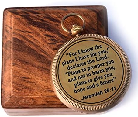 For I Know The Plans I Have For You, Jeremiah 29:11, Solid Brass Directional Engraved Compass, Baptism Gifts for Boys Girls, First Communion, Christian Gifts for Men, First Confirmation Gifts for Boys - Image 5