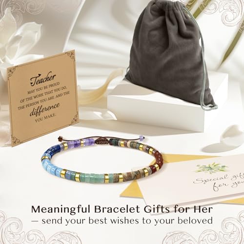 Inspirational Christmas Bracelet Gifts for Women: Healing Natural Stone Bracelet - Thinking of You Get Well Soon Birthday Gifts for Friend Sister Bestie BFF - Image 6