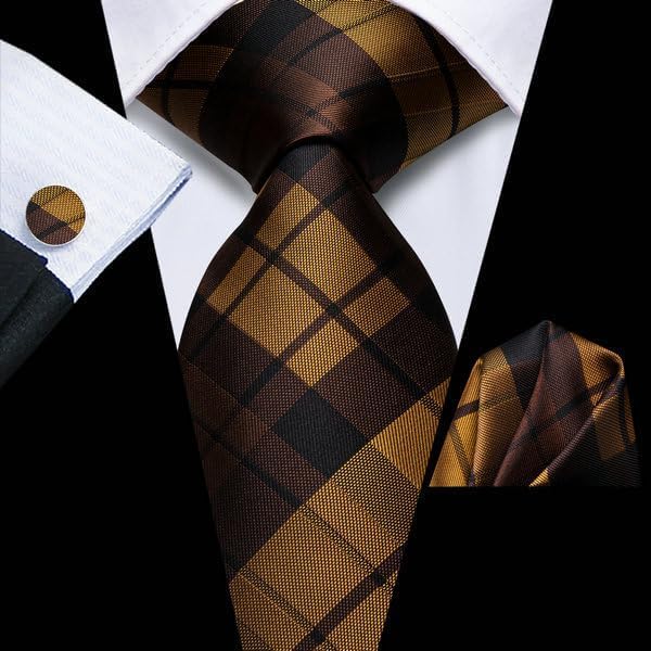 Hi-Tie Lot 5 Pcs Gift Box Mens Tie Set Necktie with Pocket Square Cufflinks Silk Neck Tie Collection - Image 4