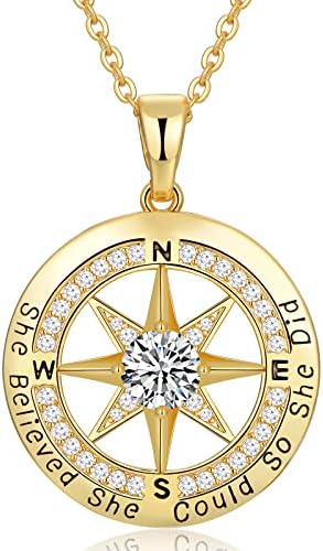 Graduation Gifts for Her, Graduation Necklaces for Her, S925 Sterling Silver Compass Necklace for Women, College Graduation Jewelry Gift, Senior High School Middle School Graduation Gifts for Her by PeeshowJewelry