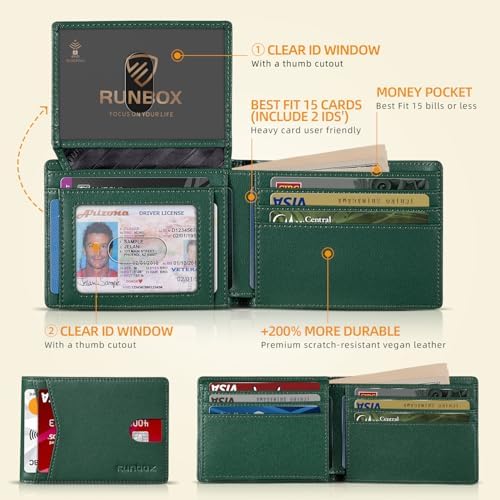 RUNBOX Wallet for Men -Slim Rfid Leather Mens Bifold Novelty Wallets 2 ID Window With Gift Box Men's Accessories - Image 2