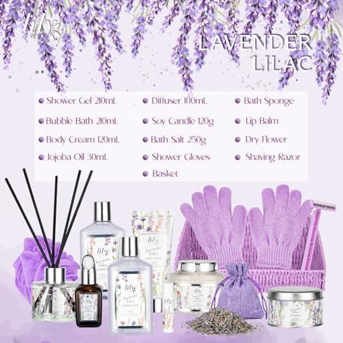 15Pcs Spa Bath Gifts Set Kit - Relaxing Lavender Spa Gift Baskets for Women - Image 3