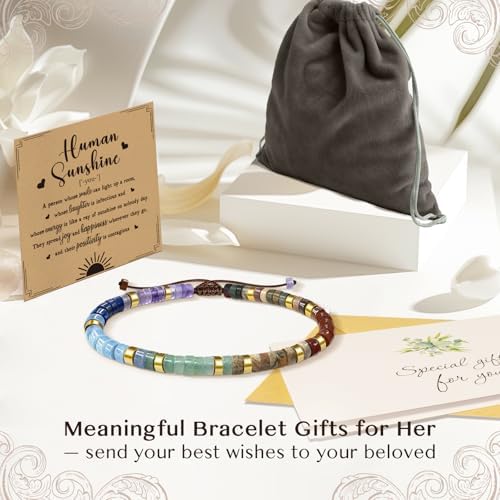 Inspirational Christmas Bracelet Gifts for Women: Healing Natural Stone Bracelet - Thinking of You Get Well Soon Birthday Gifts for Friend Sister Bestie BFF - Image 6