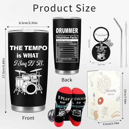 Drummer Gifts for Men and Women, Travel Tumbler Gift Set for Musicians - Image 2