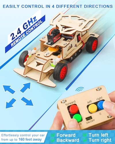 Poraxy STEM Kits for Kids 8-10, STEM Toys for Boys Ages 8-13, Remote Control Car, Wooden 3D Puzzles Science Kits 8-12 Projects Building Model, Birthday Gifts for 9 11 14 Year Old Teen Boys Girls - Image 4