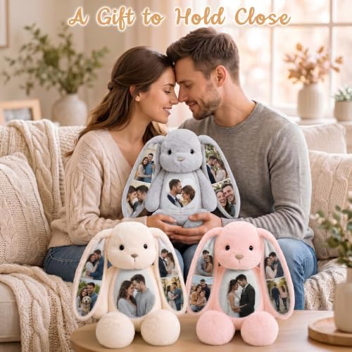 Custom Wedding Photo Bunny Stuffed Animal-Personalized with Picture & Text - Image 2