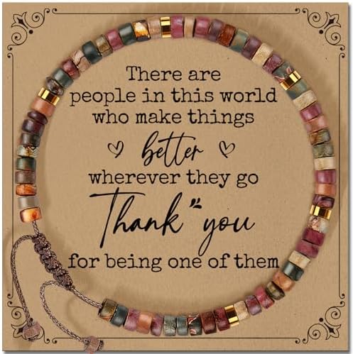 Inspirational Christmas Bracelet Gifts for Women: Healing Natural Stone Bracelet - Thinking of You Get Well Soon Birthday Gifts for Friend Sister Bestie BFF by ZOKCC