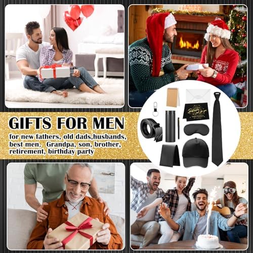 AmazingSpark 12 Pcs Men Gift Basket Tumbler Wallet Hat,Ribbon Bow Gift Box - Image 6
