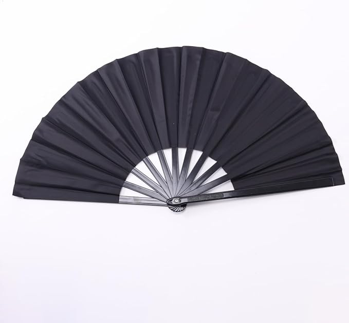 Plastic 13inch Large Rave Fan Popping Fan Clacking Fans for Line Dancing,Hand Fans for Women Foldable,Outdoor,Wedding,Party (Black)